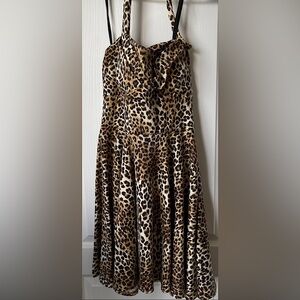 Leopard Print Halter Pin Up Dress - L